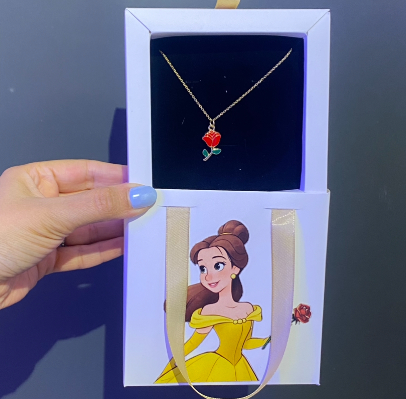 گردنبند گل رز انیمیشنی پرنسس بل دیو و دلبر